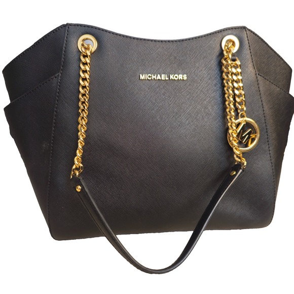 Michael Kors Handbags - Michael Kors Jet Set Travel Tote Bag Large Chain Black Saffiano Leather NWT